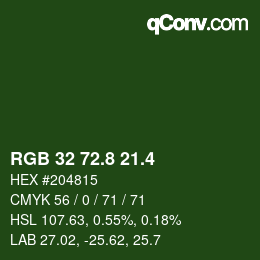カラーコード: RGB 32 72.8 21.4 | qconv.com