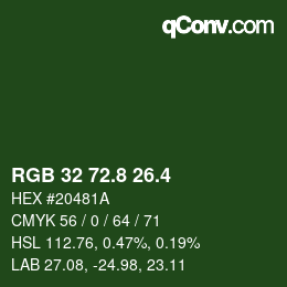 カラーコード: RGB 32 72.8 26.4 | qconv.com