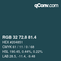 カラーコード: RGB 32 72.8 81.4 | qconv.com