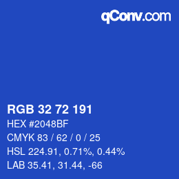 Color code: RGB 32 72 191 | qconv.com