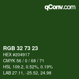 Color code: RGB 32 73 23 | qconv.com