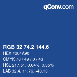 カラーコード: RGB 32 74.2 144.6 | qconv.com