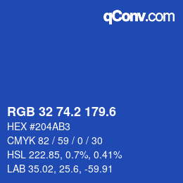 カラーコード: RGB 32 74.2 179.6 | qconv.com