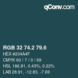 カラーコード: RGB 32 74.2 79.6 | qconv.com