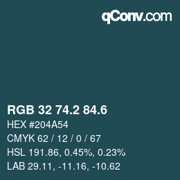 カラーコード: RGB 32 74.2 84.6 | qconv.com