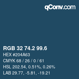 カラーコード: RGB 32 74.2 99.6 | qconv.com