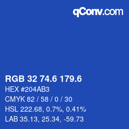 カラーコード: RGB 32 74.6 179.6 | qconv.com