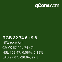 カラーコード: RGB 32 74.6 19.6 | qconv.com