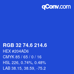 カラーコード: RGB 32 74.6 214.6 | qconv.com