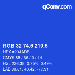 カラーコード: RGB 32 74.6 219.6 | qconv.com