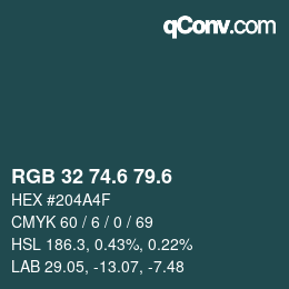 カラーコード: RGB 32 74.6 79.6 | qconv.com