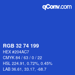 Color code: RGB 32 74 199 | qconv.com