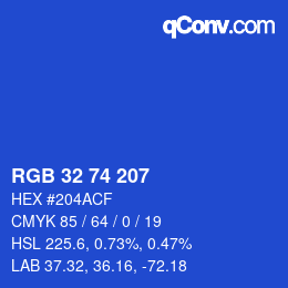 Color code: RGB 32 74 207 | qconv.com