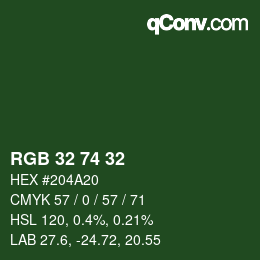 カラーコード: RGB 32 74 32 | qconv.com