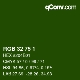 カラーコード: RGB 32 75 1 | qconv.com
