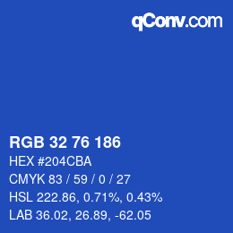 Color code: RGB 32 76 186 | qconv.com