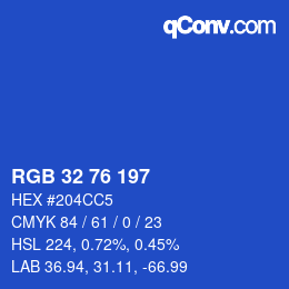 Color code: RGB 32 76 197 | qconv.com