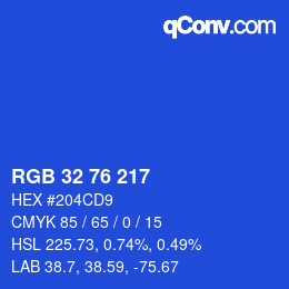 Color code: RGB 32 76 217 | qconv.com