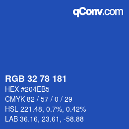 カラーコード: RGB 32 78 181 | qconv.com