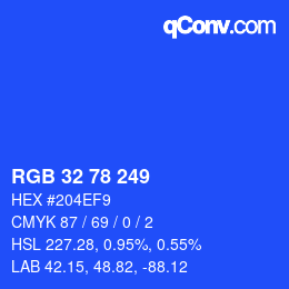 Color code: RGB 32 78 249 | qconv.com