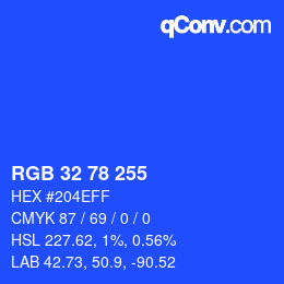 Color code: RGB 32 78 255 | qconv.com