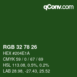カラーコード: RGB 32 78 26 | qconv.com