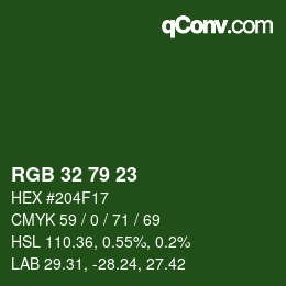 カラーコード: RGB 32 79 23 | qconv.com