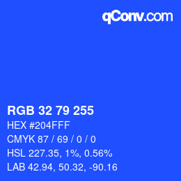 Color code: RGB 32 79 255 | qconv.com