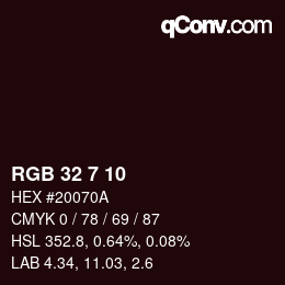 Color code: RGB 32 7 10 | qconv.com