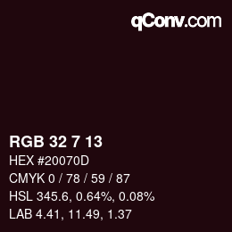 カラーコード: RGB 32 7 13 | qconv.com