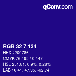 Color code: RGB 32 7 134 | qconv.com
