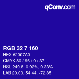 カラーコード: RGB 32 7 160 | qconv.com