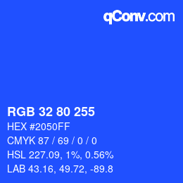 颜色代码: RGB 32 80 255 | qconv.com