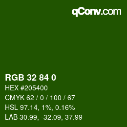 Color code: RGB 32 84 0 | qconv.com