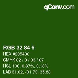 Color code: RGB 32 84 6 | qconv.com