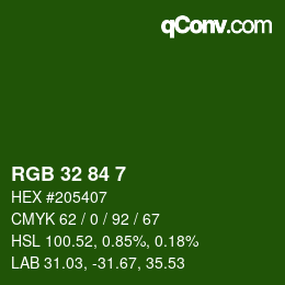 Color code: RGB 32 84 7 | qconv.com