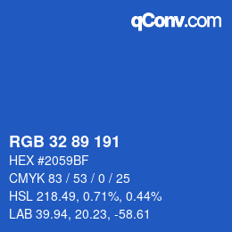 カラーコード: RGB 32 89 191 | qconv.com