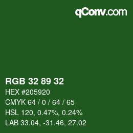 Color code: RGB 32 89 32 | qconv.com