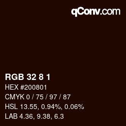 Color code: RGB 32 8 1 | qconv.com