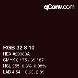 Color code: RGB 32 8 10 | qconv.com
