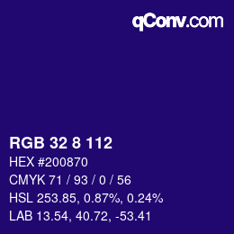 Color code: RGB 32 8 112 | qconv.com