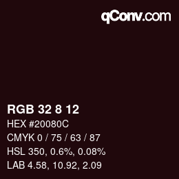 Color code: RGB 32 8 12 | qconv.com