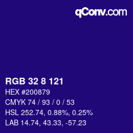 Color code: RGB 32 8 121 | qconv.com