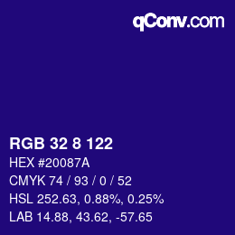 Color code: RGB 32 8 122 | qconv.com