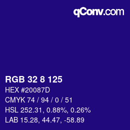 Color code: RGB 32 8 125 | qconv.com