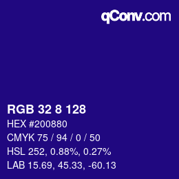 カラーコード: RGB 32 8 128 | qconv.com