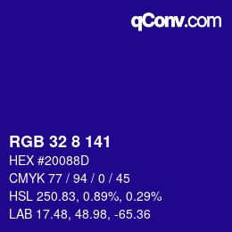 Color code: RGB 32 8 141 | qconv.com