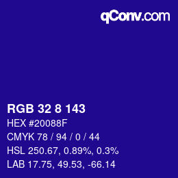 Color code: RGB 32 8 143 | qconv.com