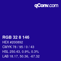 Color code: RGB 32 8 146 | qconv.com