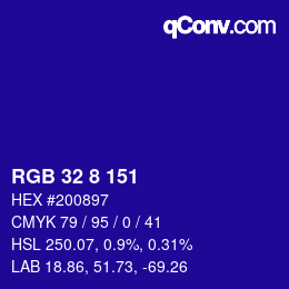 Color code: RGB 32 8 151 | qconv.com
